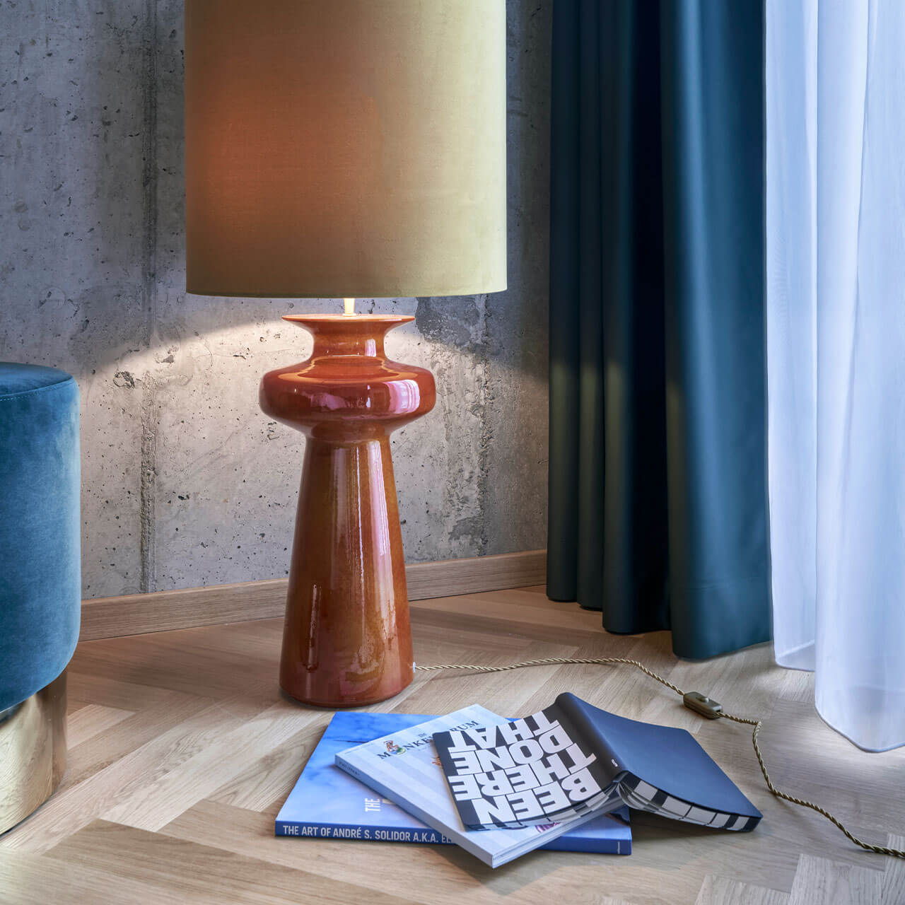 large and heavy but colorful lamps for a cozy atmosphere and fancy interior