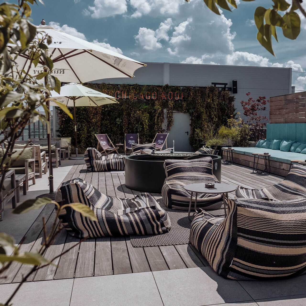 Chicago Rooftop: relax on big beanbags or armchairs with cool drinks